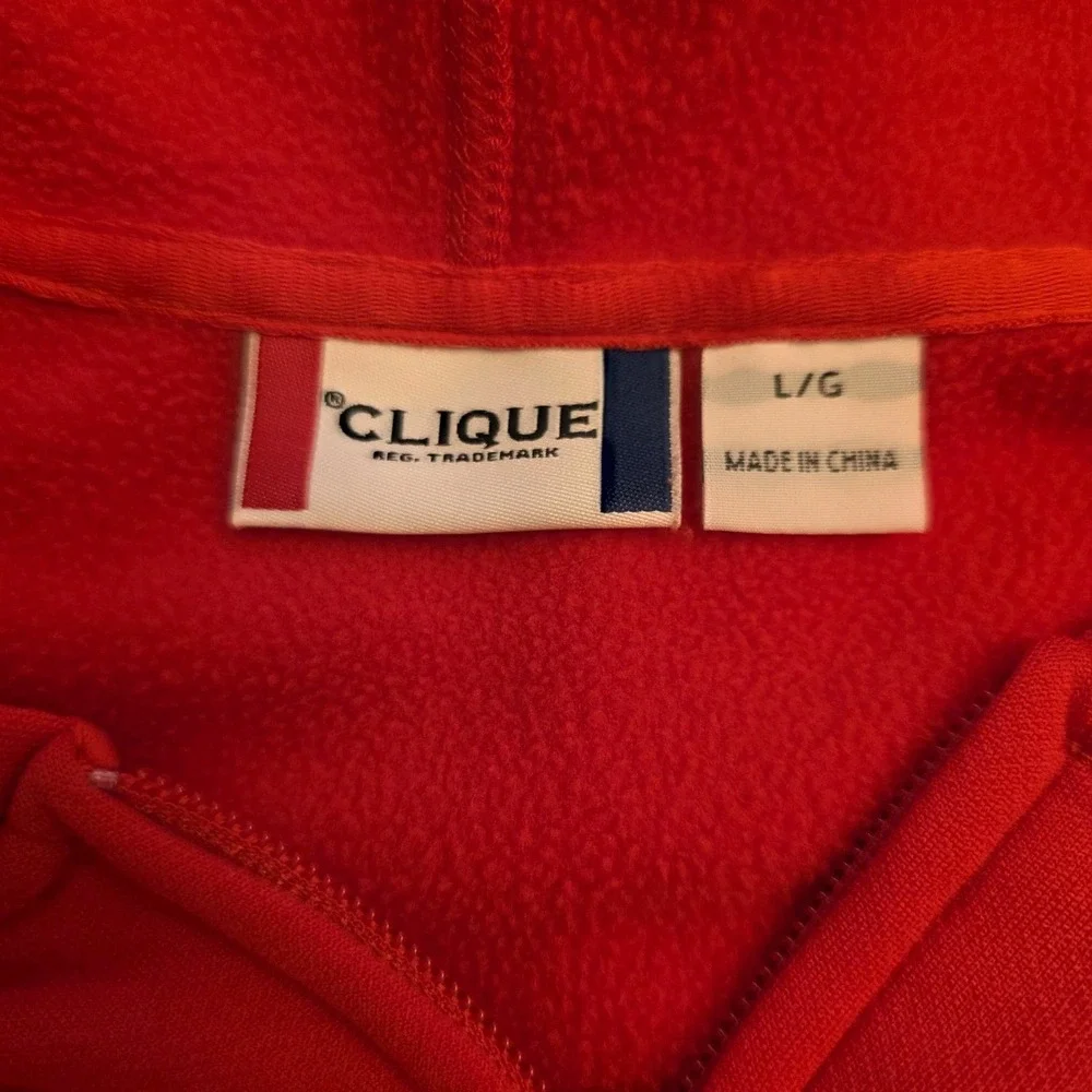 Full Zip Large‎ Unisex Hoodie Solid Red Athletic Casual Activewear Clique